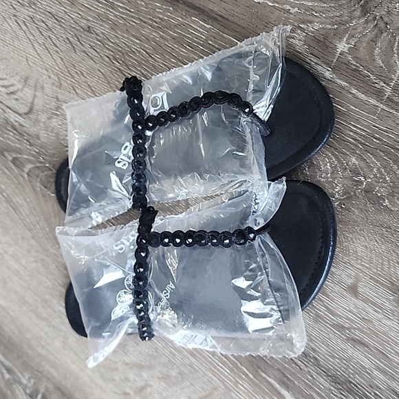 Jessica Simpson Karlee Thong Flat Sandals Black 8M - Picture 3 of 7